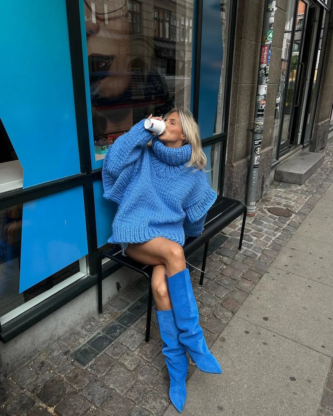Hot Sale Of The Season Women's Oversized Long Sleeve Knitted Sweater Thick Winter Style Crew Neck Coarse Texture Cross-Border Ne
