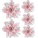 As flores de Natal com glitter dão um toque de elegância natalícia!