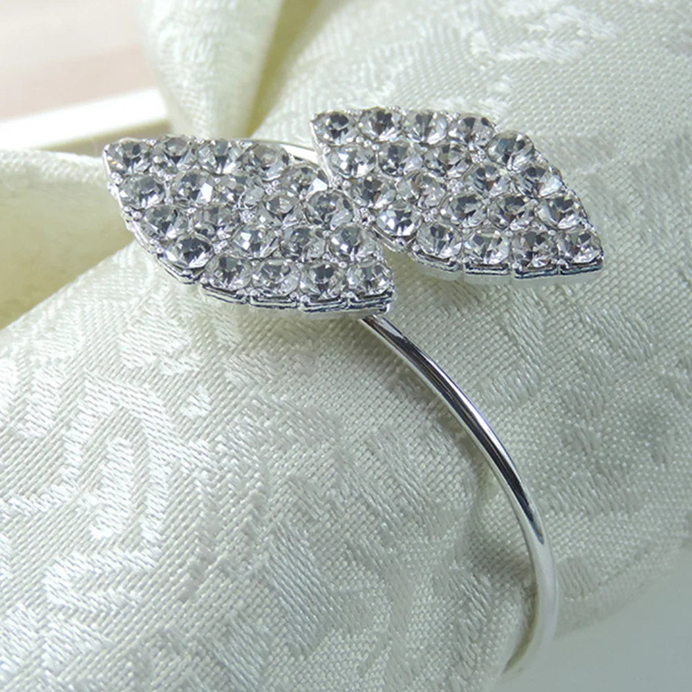 12pcs Gold Leaf Metal Napkin Rings
