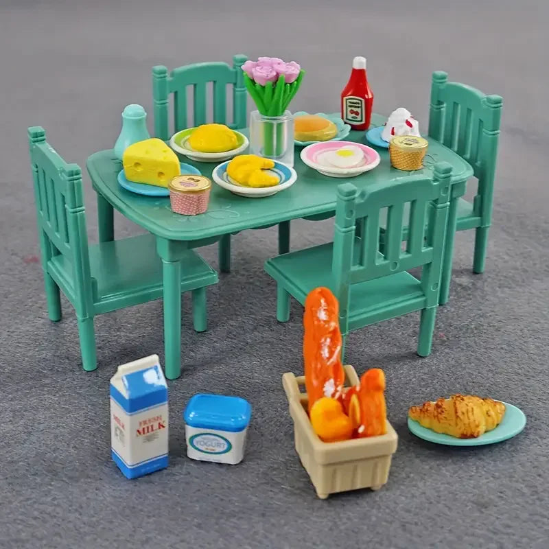Forest Miniature Dollhouse – Kitchen & Dining Room Furniture Set