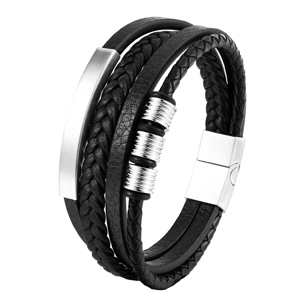 Modern Men’s Magnetic Leather Rope Bracelet – Stylish & Durable