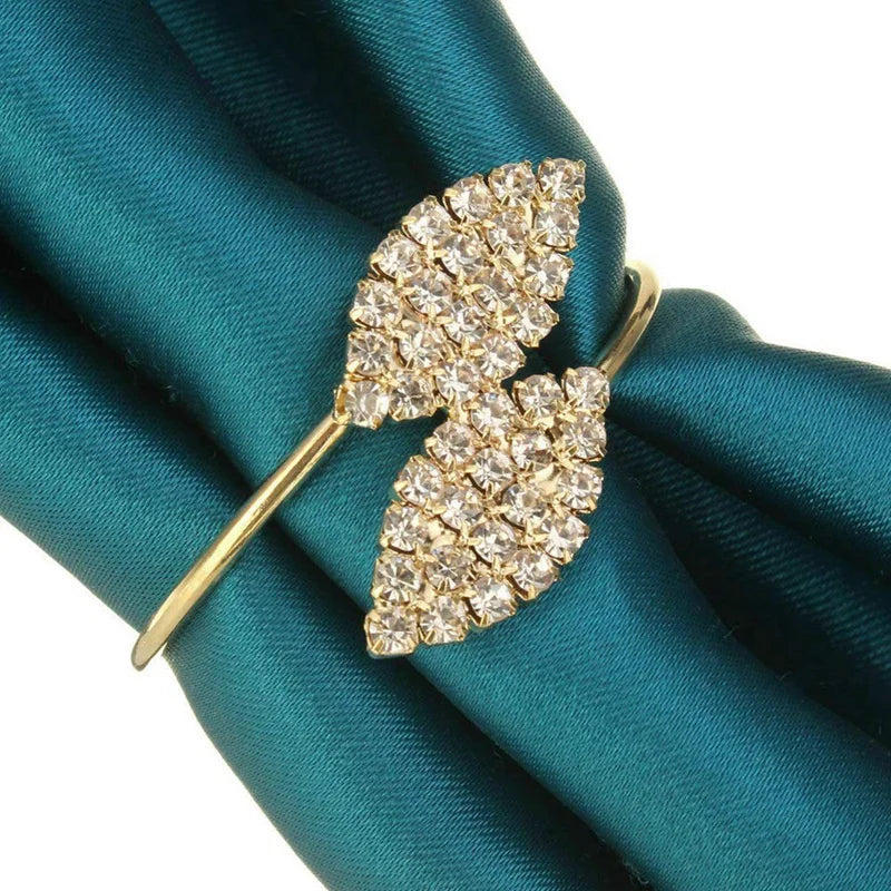 12pcs Gold Leaf Metal Napkin Rings