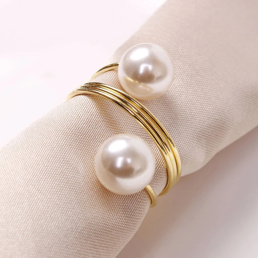 6-Piece Pearl Napkin Rings – Classic & Elegant Touch for Dinner Parties and Events