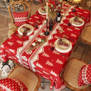 Toalha de mesa de Natal vermelha vibrante.