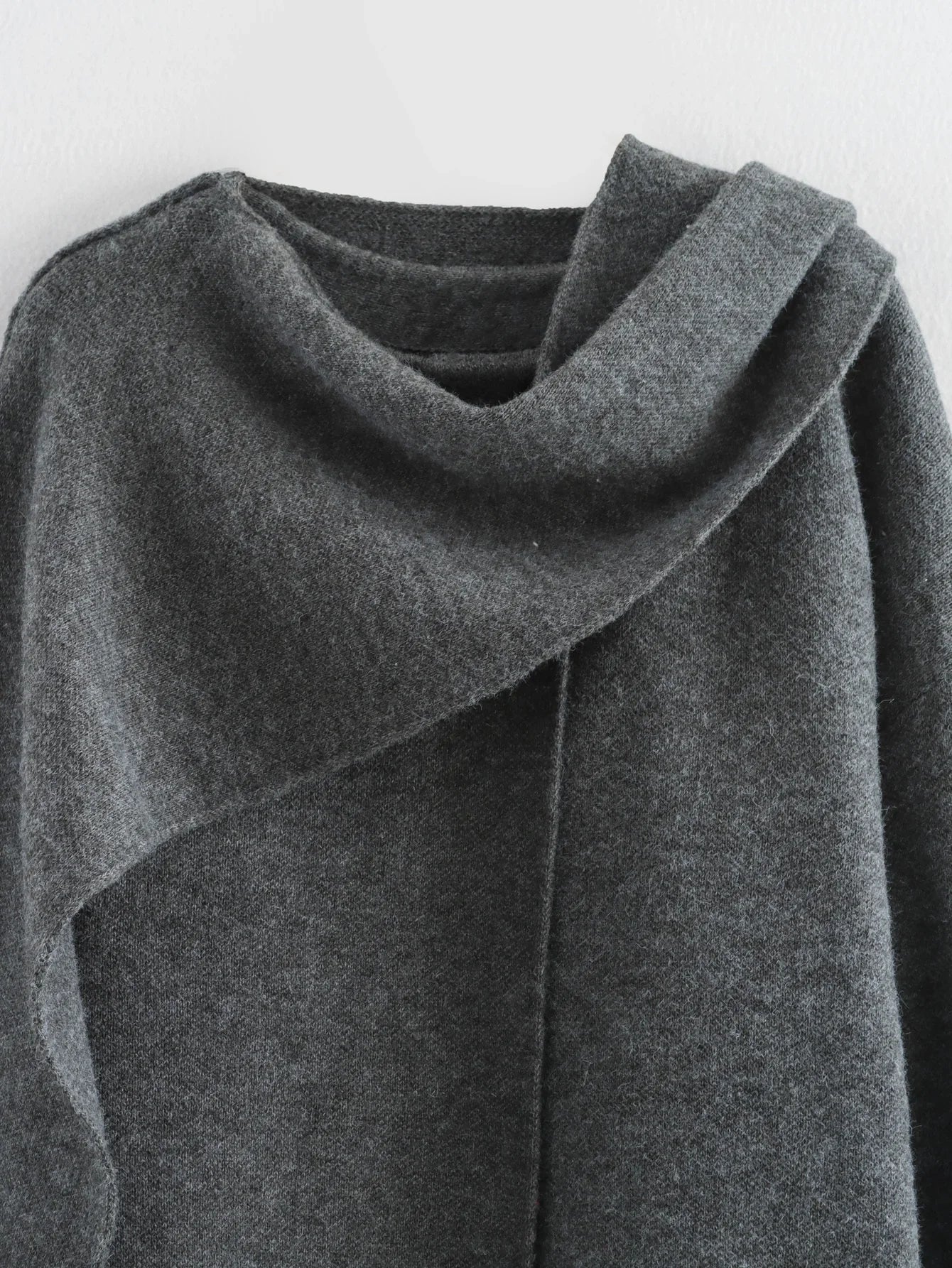 Ladies Autumn Winter Jacket Women Casual Commuter Coat Knitted Loose Oversize Coat Asymmetric Elegant Split Chic Scarf Jacket