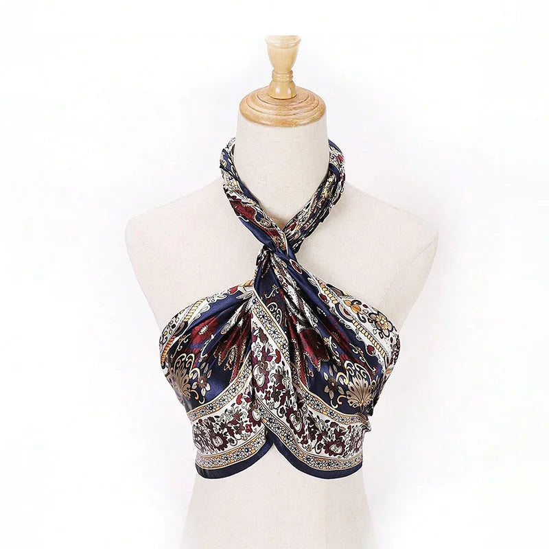 Urban Style Satin Square Scarf – Lightweight, Versatile & Fashionable