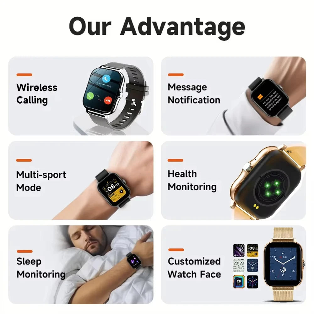 Smartwatch – Full Touch Screen, Fitness Tracker, Bluetooth Calls, Waterproof
