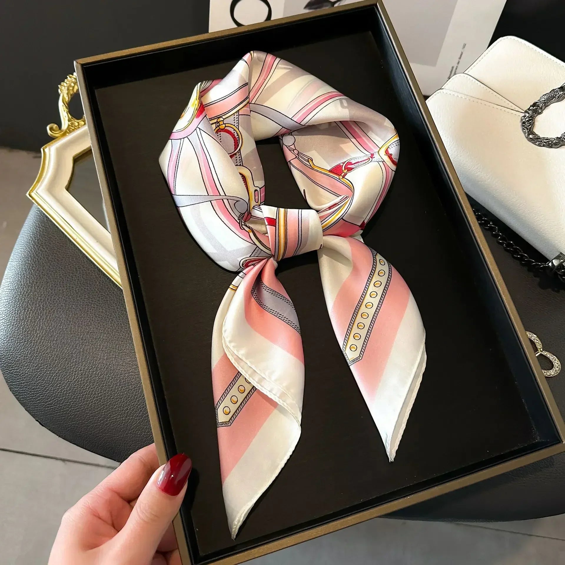 Luxury Print Satin Square Scarf – Elegant, Versatile & Lightweight for Everyday Use