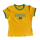 Women's Streetwear Brazil Letter Print T-shirt Y2k Punk Summer Casual Aesthetics Fashion Crop Top Vintage Sexy Grunge Fairy Tees