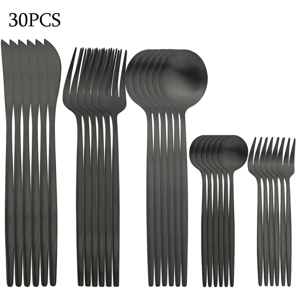 30-Piece Stainless Steel Cutlery Set – Elegant Dining at Home