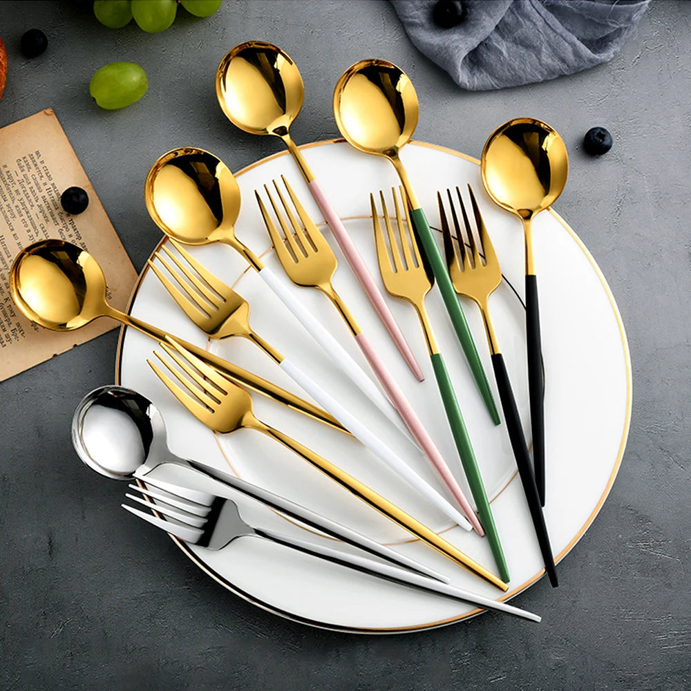 24-Piece Stainless Steel Cutlery Set – Elegant Tableware for 6