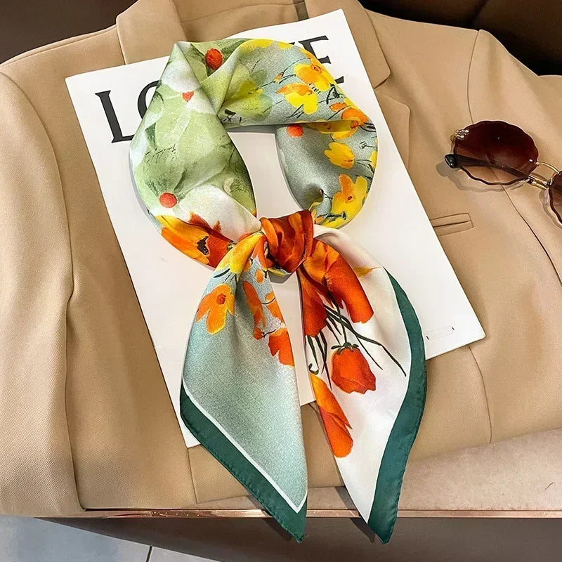 Luxury Print Satin Square Scarf – Elegant, Versatile & Lightweight for Everyday Use
