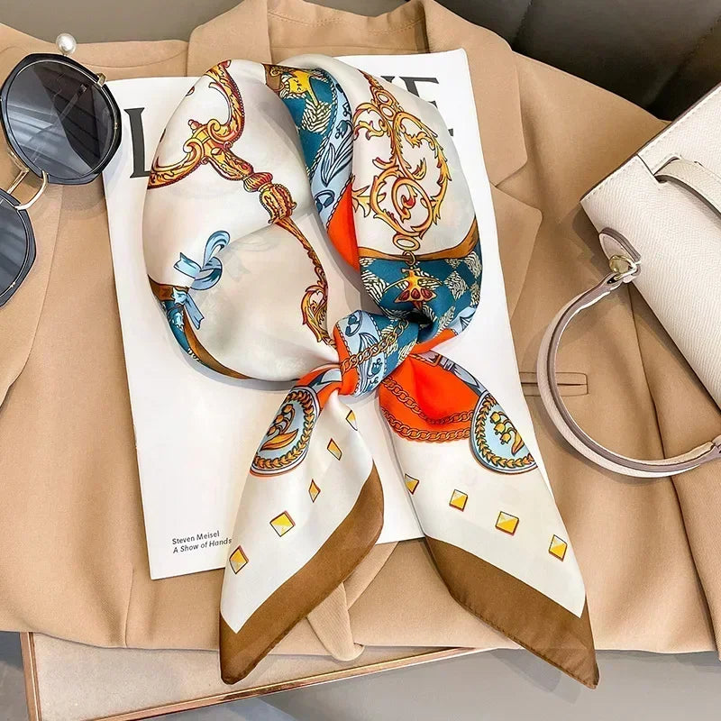 Luxury Print Satin Square Scarf – Elegant, Versatile & Lightweight for Everyday Use