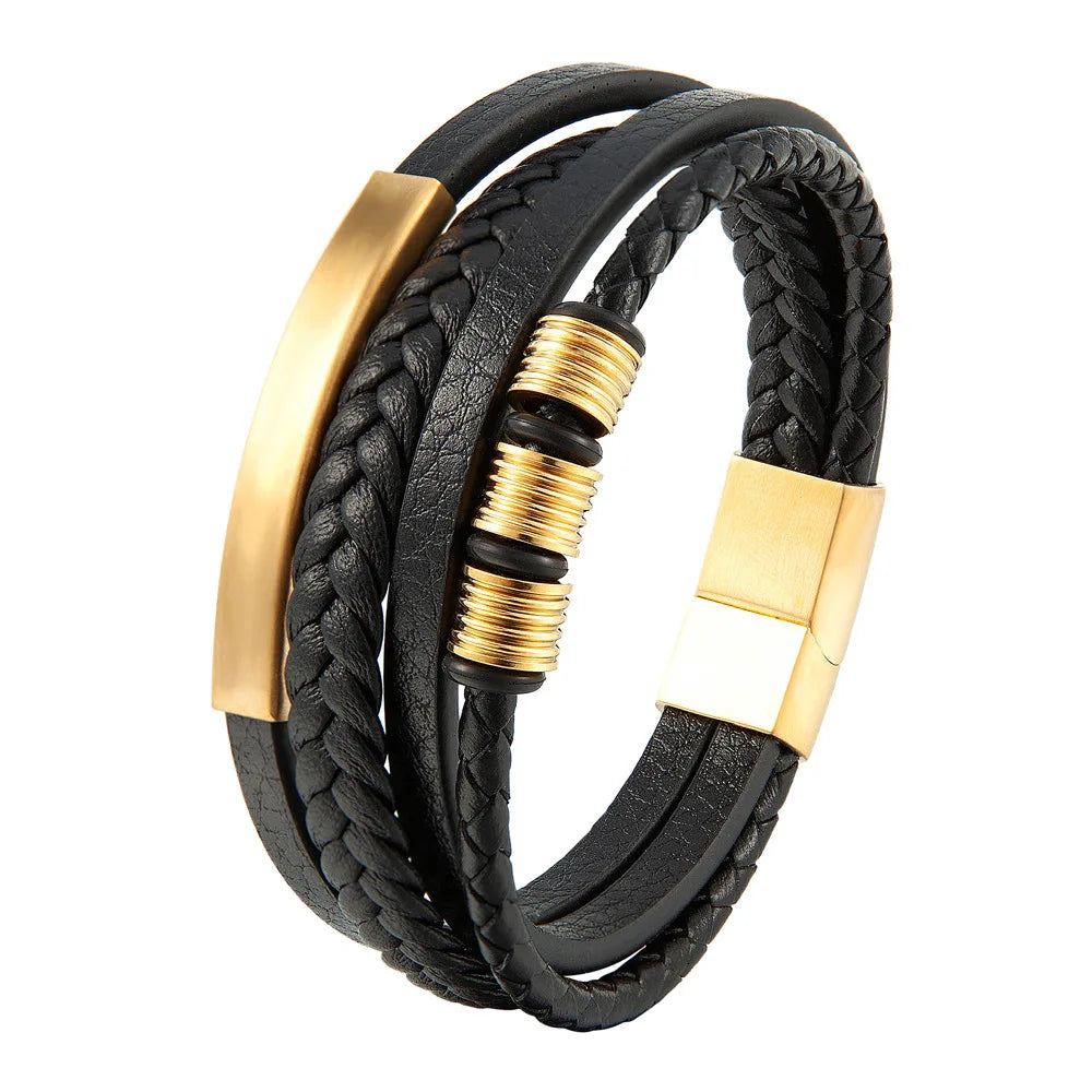 Modern Men’s Magnetic Leather Rope Bracelet – Stylish & Durable