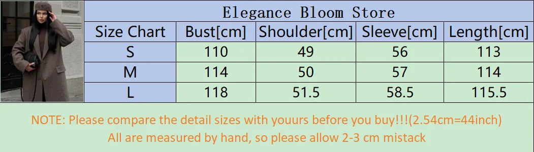 Brown Shoulder Pad Wool Blend Overcoat Women Elegant Lapel Single-breasted Long Sleeve Coat 2025 Autumn Lady Commuter Outerwear