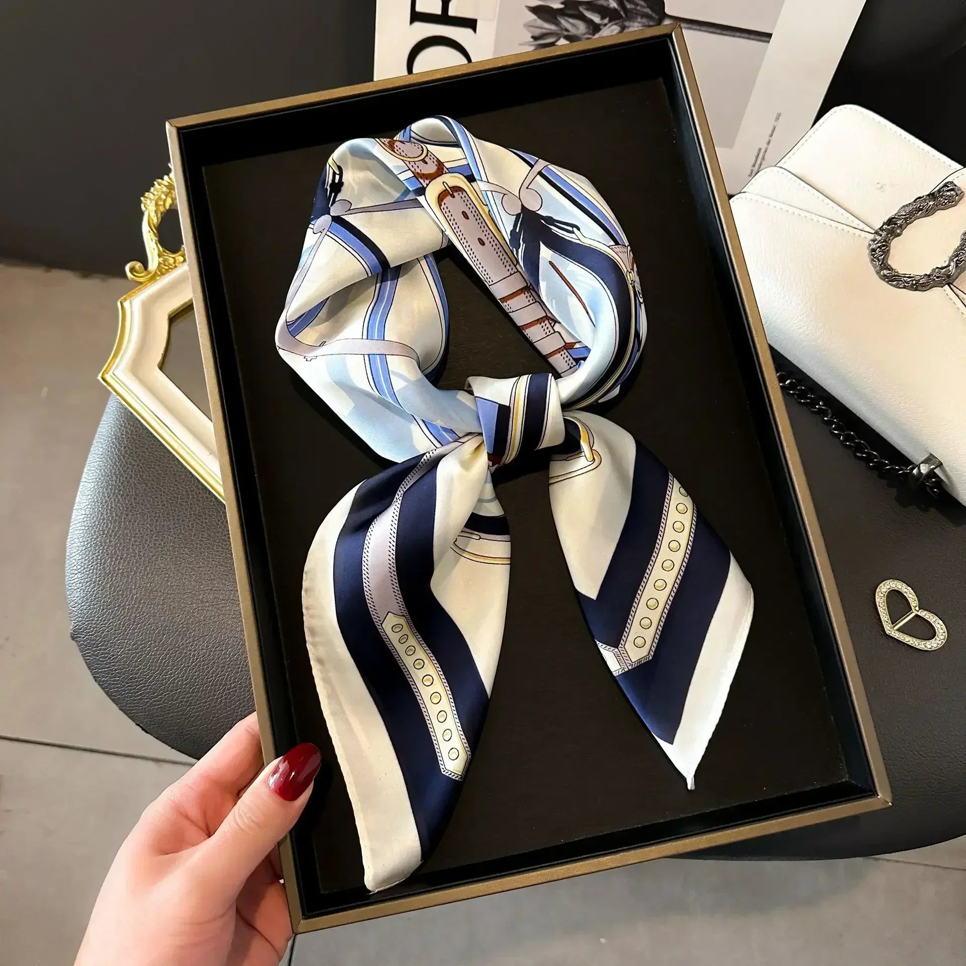 Luxury Print Satin Square Scarf – Elegant, Versatile & Lightweight for Everyday Use