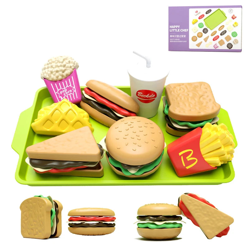 Kids’ Pretend Play Fast-Food Set – Mini Burger, Fries & Assembly Fun