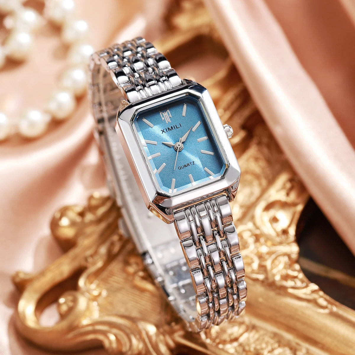 Luxury Women’s Stainless Steel Watch – Elegant Rectangle Quartz