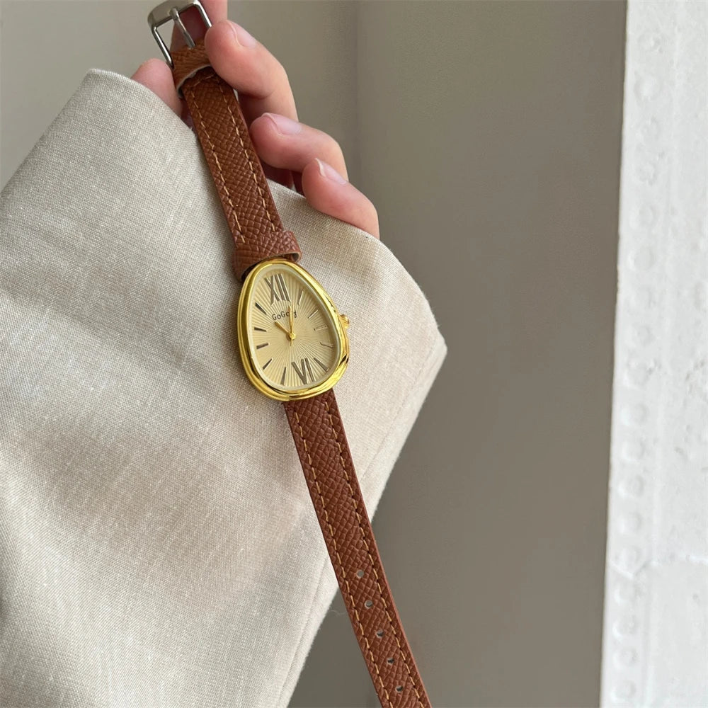 Luxury Women’s Snake Dial Leather Strap Watch – Fashion Casual Quartz Wristwatch
