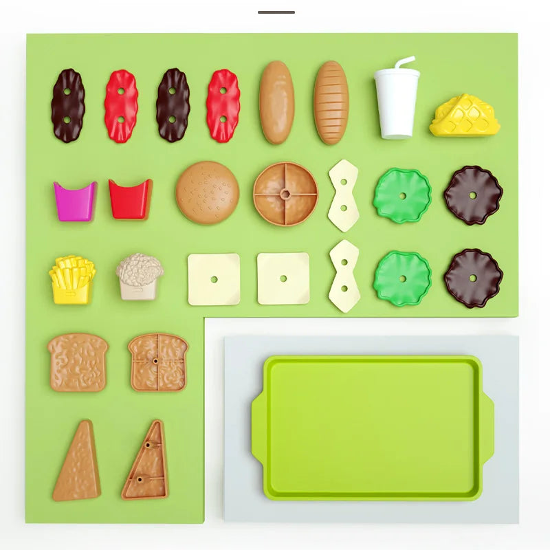Kids’ Pretend Play Fast-Food Set – Mini Burger, Fries & Assembly Fun
