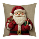 Capa de almofada de Natal de 45 cm com desenho animado do Pai Natal, boneco de neve e rena.
