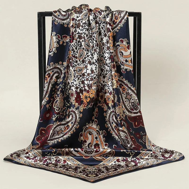 Urban Style Satin Square Scarf – Lightweight, Versatile & Fashionable