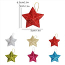 Conjunto de 6 enfeites de Natal em forma de estrela com glitter dourado para árvore de Natal.