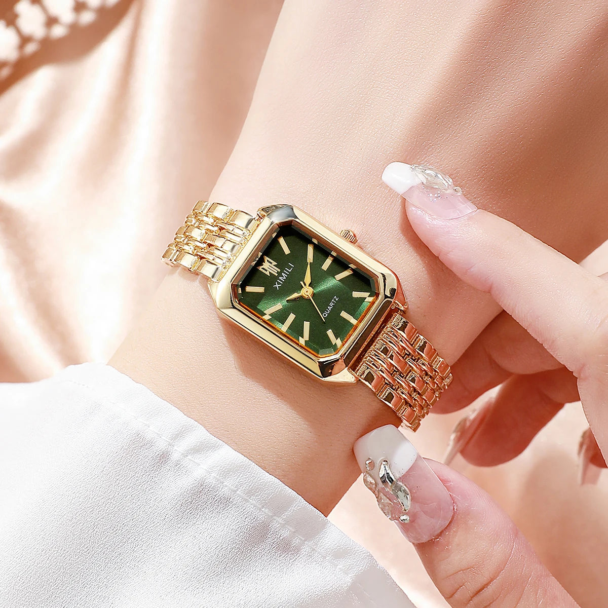 Luxury Women’s Stainless Steel Watch – Elegant Rectangle Quartz
