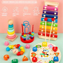 Brinquedo Educativo Montessori de Madeira 9 em 1 – Desenvolve Competências Motoras e Lógicas 