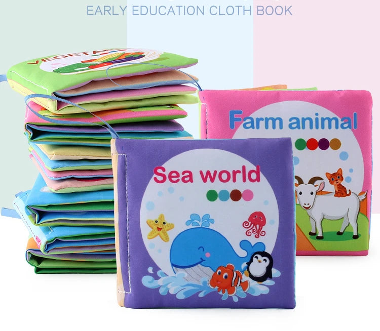 Soft 3D Cloth Book – Animal Family Cognitive Montessori Toy for Newborns (0–12 Months)