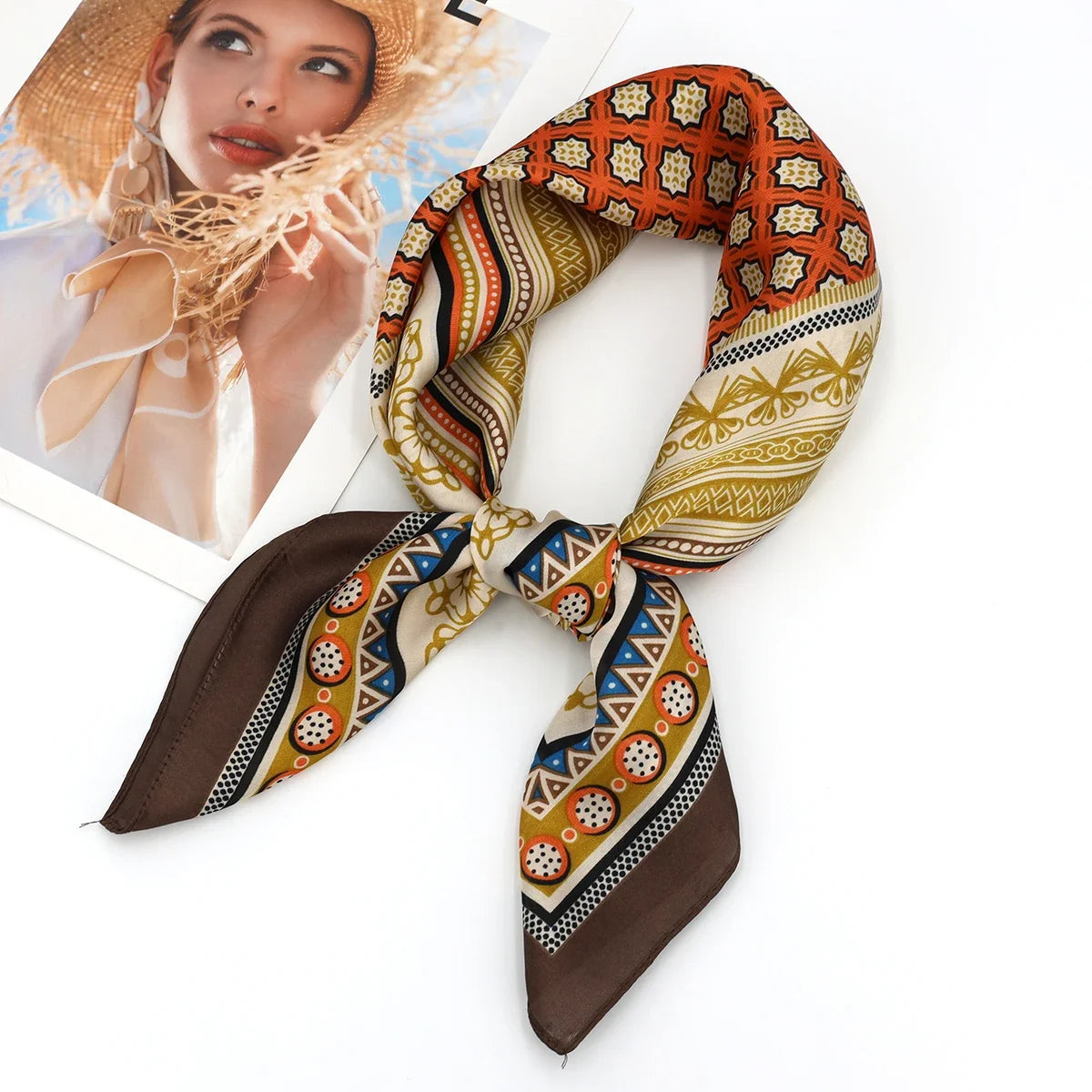 Luxury Print Satin Square Scarf – Elegant, Versatile & Lightweight for Everyday Use