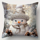 Capa de almofada de Natal cinzenta – Boneco de neve e pinheiro 45x45cm