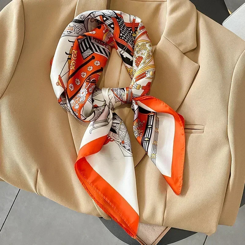 Luxury Print Satin Square Scarf – Elegant, Versatile & Lightweight for Everyday Use