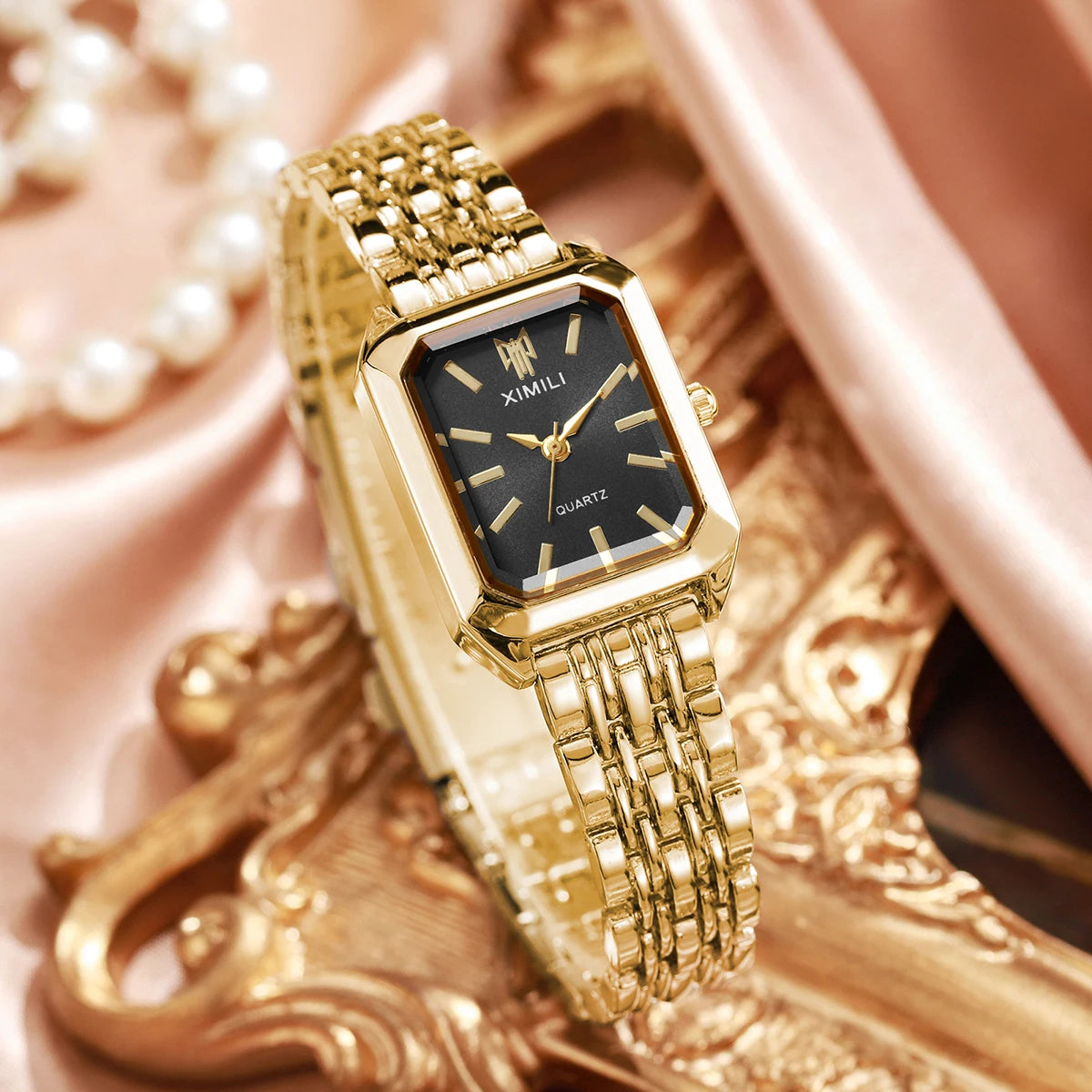 Luxury Women’s Stainless Steel Watch – Elegant Rectangle Quartz