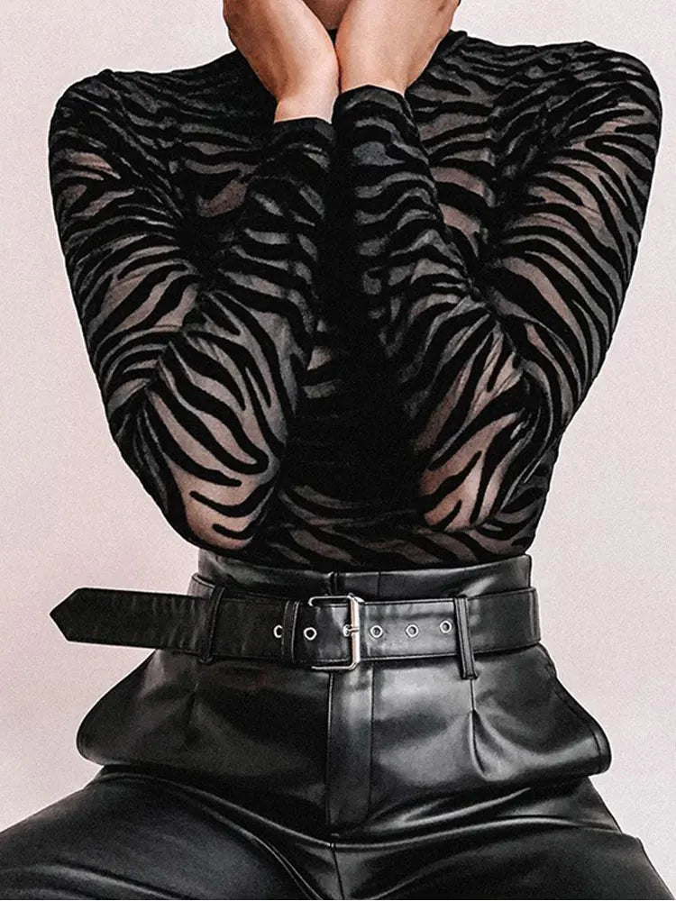 Sexy Black Mesh Bodysuit for Women