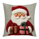 Capa de almofada de Natal de 45 cm com desenho animado do Pai Natal, boneco de neve e rena.