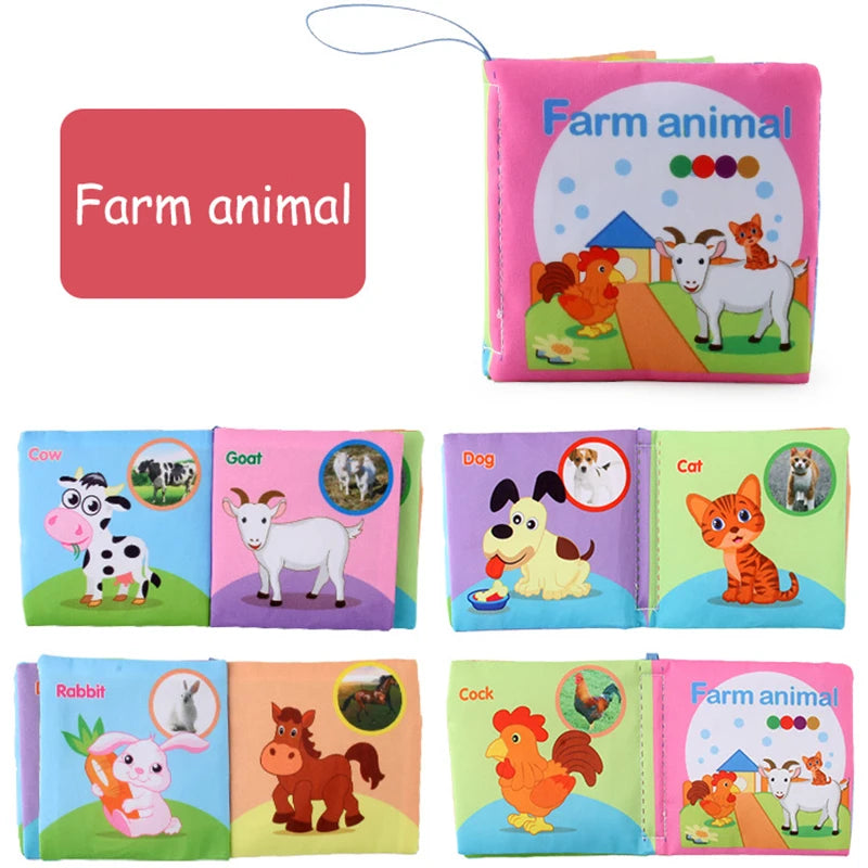 Soft 3D Cloth Book – Animal Family Cognitive Montessori Toy for Newborns (0–12 Months)