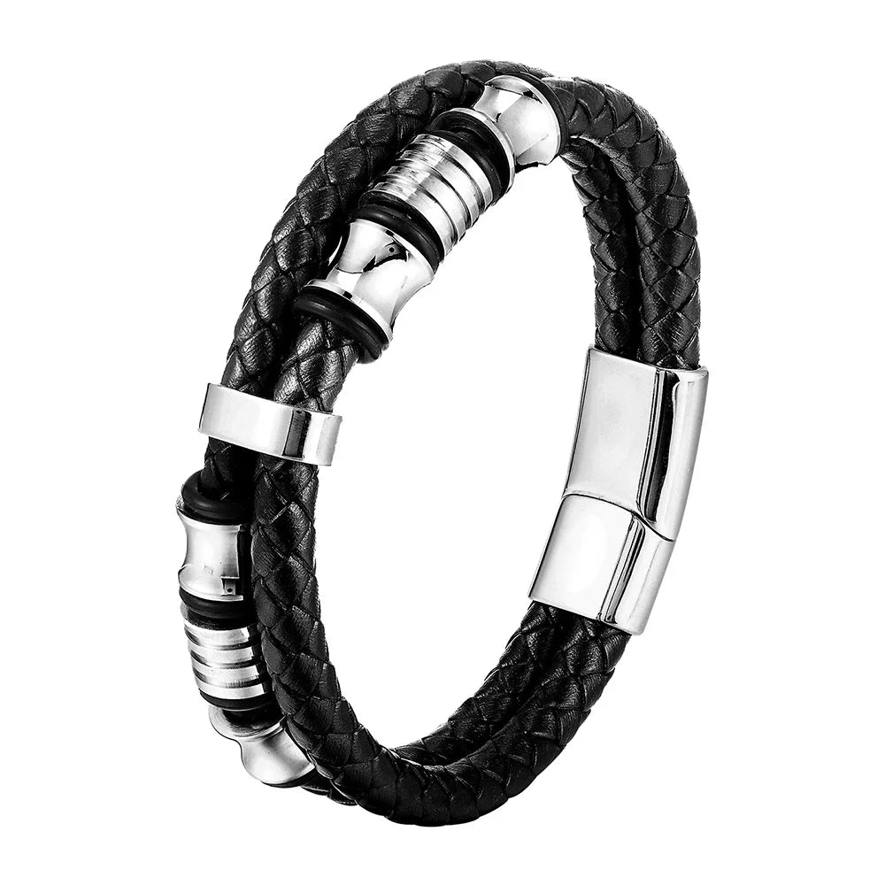 Modern Men’s Magnetic Leather Rope Bracelet – Stylish & Durable