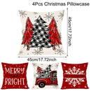 Conjunto de 4 capas de almofadas de Natal 45x45cm para decoração festiva de casa e sofá.