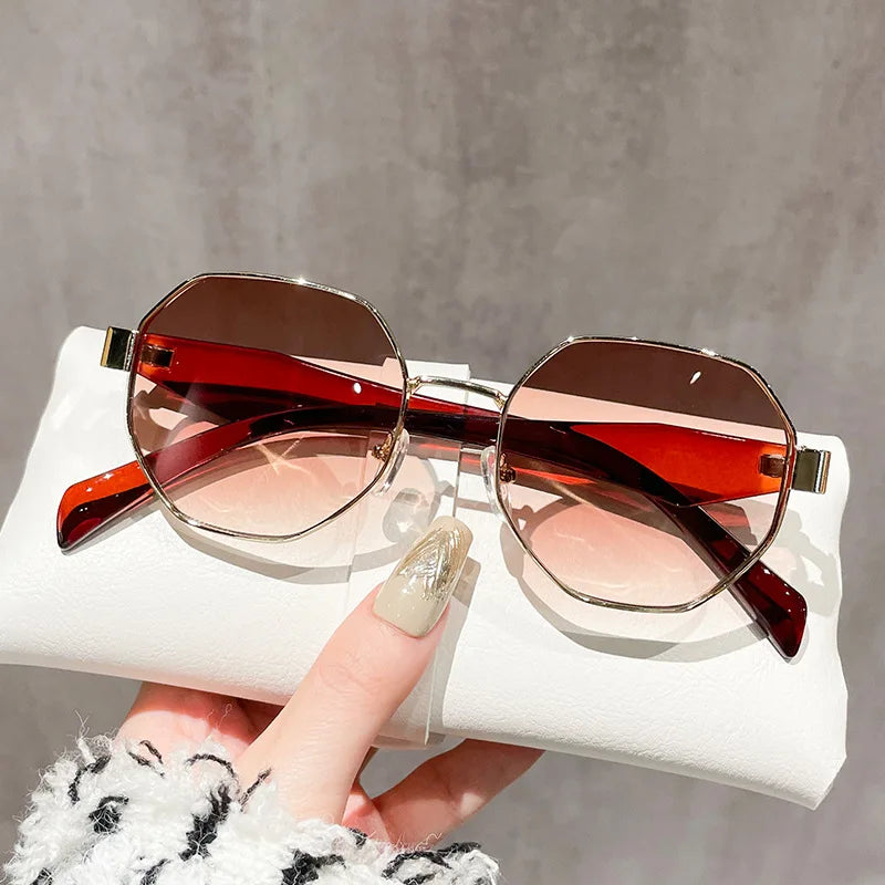 Maya – Retro Polygonal Metal Frame Sunglasses
