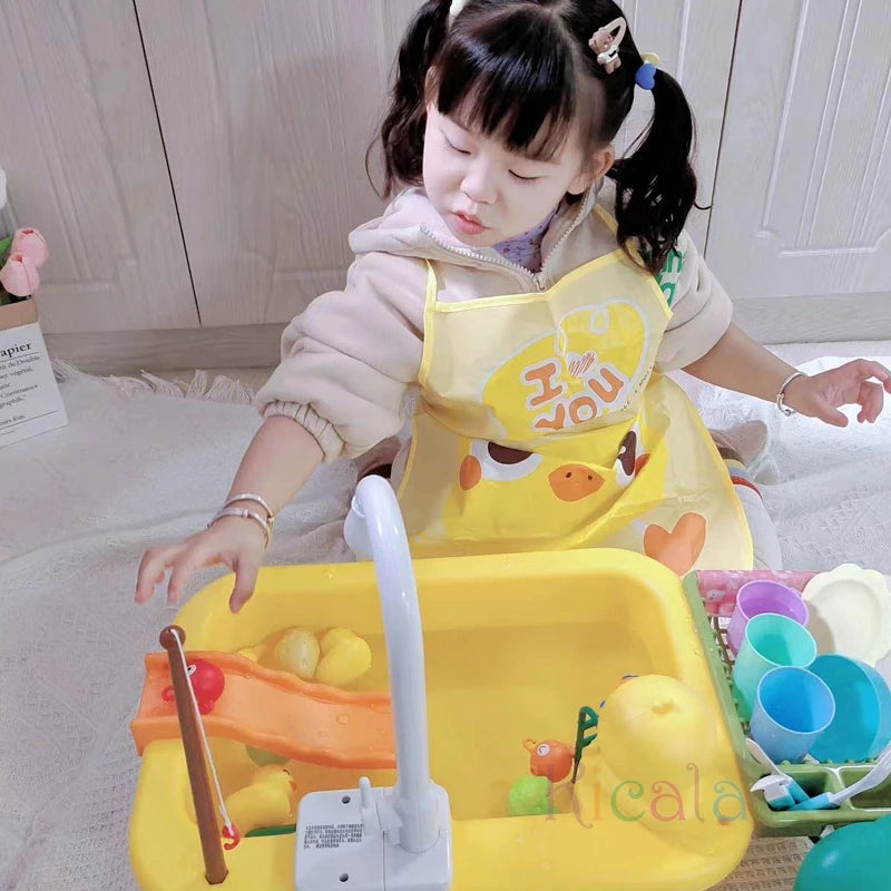 Kids’ Kitchen Sink Playset with Electric Dishwasher – Water Play & Pretend Cooking Toy