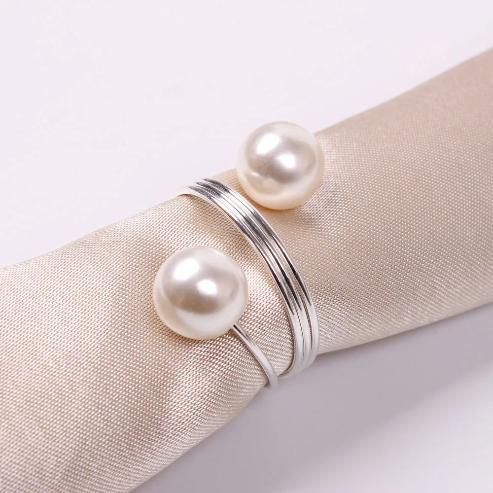 6-Piece Pearl Napkin Rings – Classic & Elegant Touch for Dinner Parties and Events