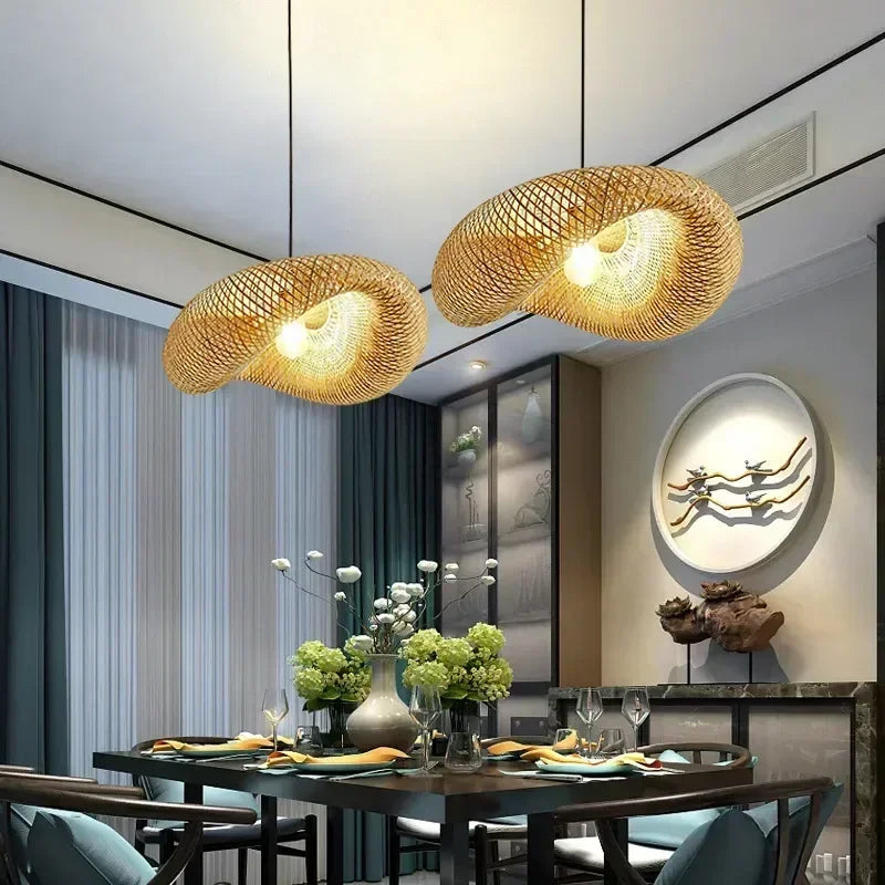 Handwoven Bamboo Pendant Light – Natural Elegance for a Cozy Home