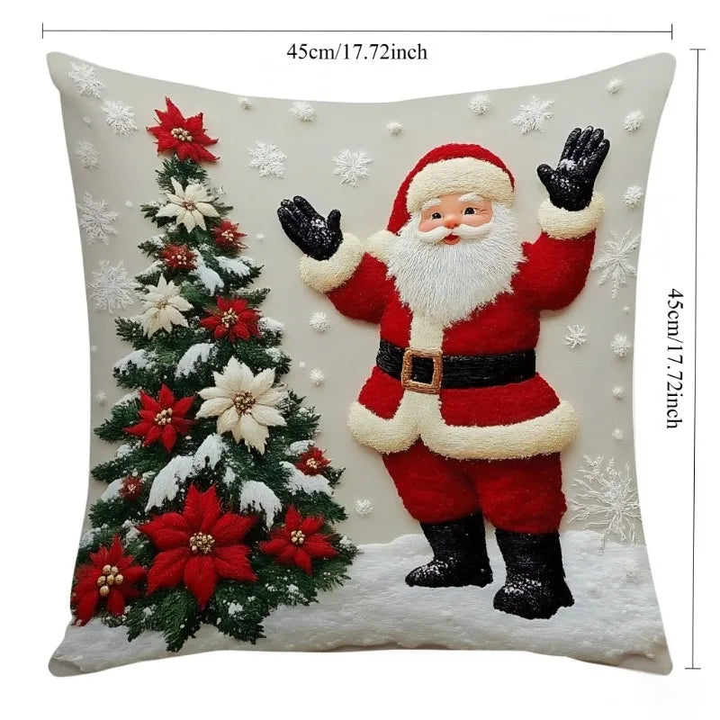 Home Decoration Rich Styles Christmas Throw Pillowcase Sofa Linen Pillowcase Soft Comfortable Cute Holiday Pillowcase 4PCS