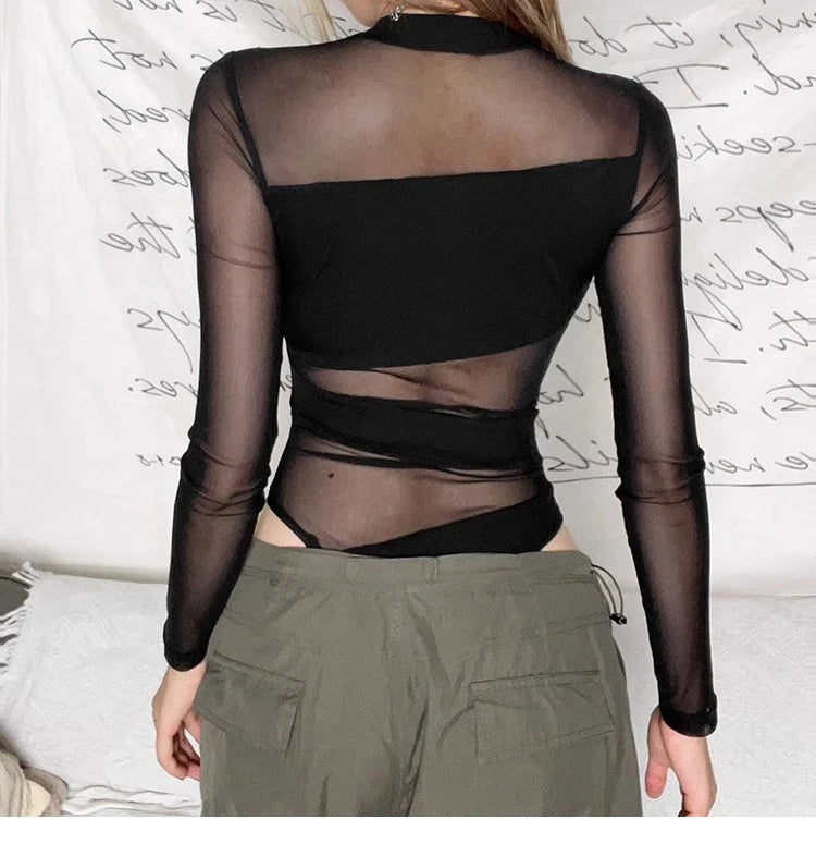 Sexy Cut-Out Hollow Mesh Bodysuit