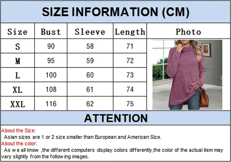 Autumn Warm Thick Cold Resistant Women Sweaters Loose Knitted Turtleneck Ladies Pullovers Striped Soft Long Sleeved New Jumpers