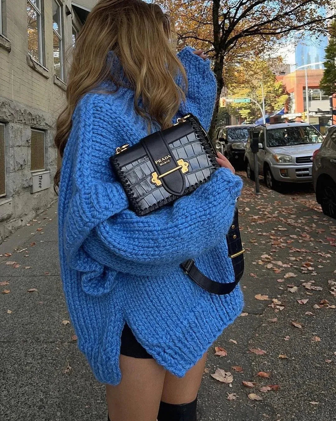 Hot Sale Of The Season Women's Oversized Long Sleeve Knitted Sweater Thick Winter Style Crew Neck Coarse Texture Cross-Border Ne