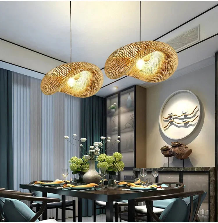 Handwoven Bamboo Pendant Light – Natural Elegance for a Cozy Home