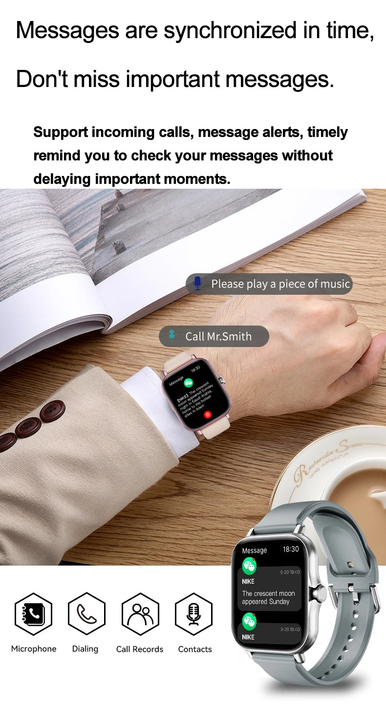 Smartwatch – Full Touch Screen, Fitness Tracker, Bluetooth Calls, Waterproof