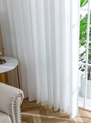 Painel de cortina transparente em chiffon branco – Elegância suave para uma casa leve e acolhedora.
